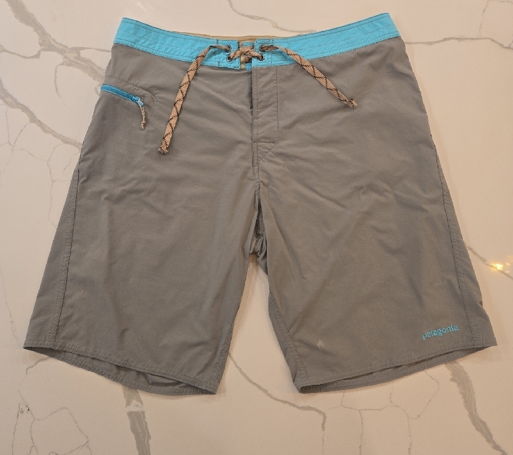 Patagonia Mens Outdoor Activewear Swim Trunks Blue Gray Size 35